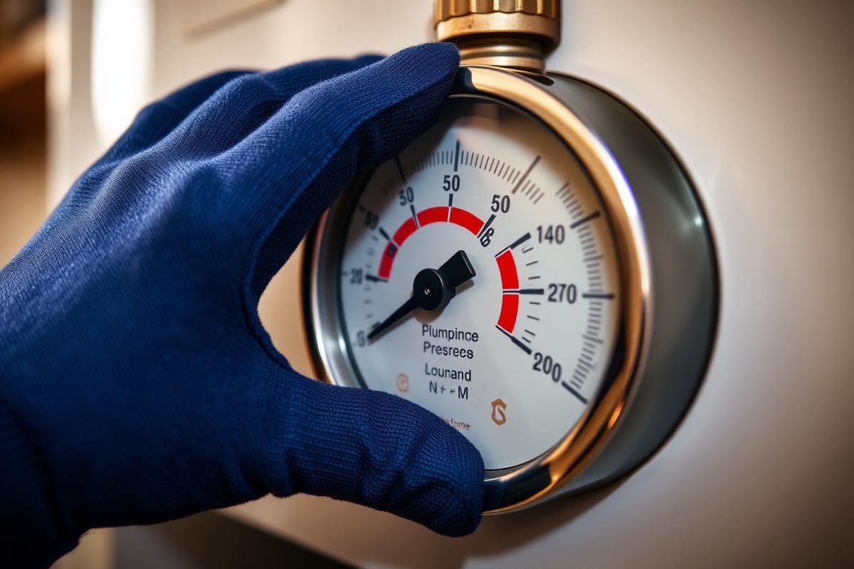 Engineer checking the pressure gauge on a gas boiler