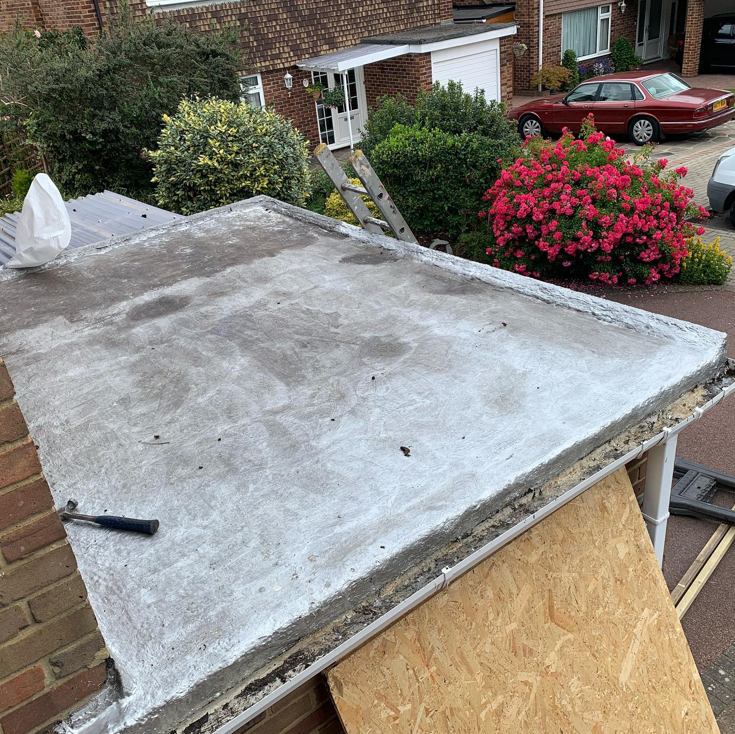 Fibreglass GRP flat roof finished