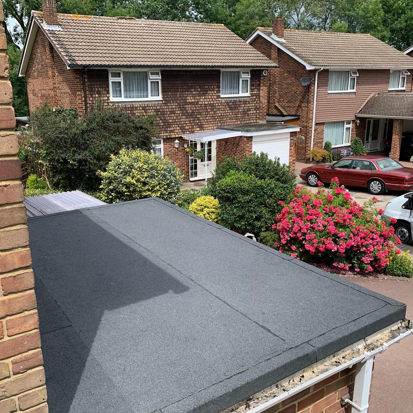 Finished felt flat roof on garage