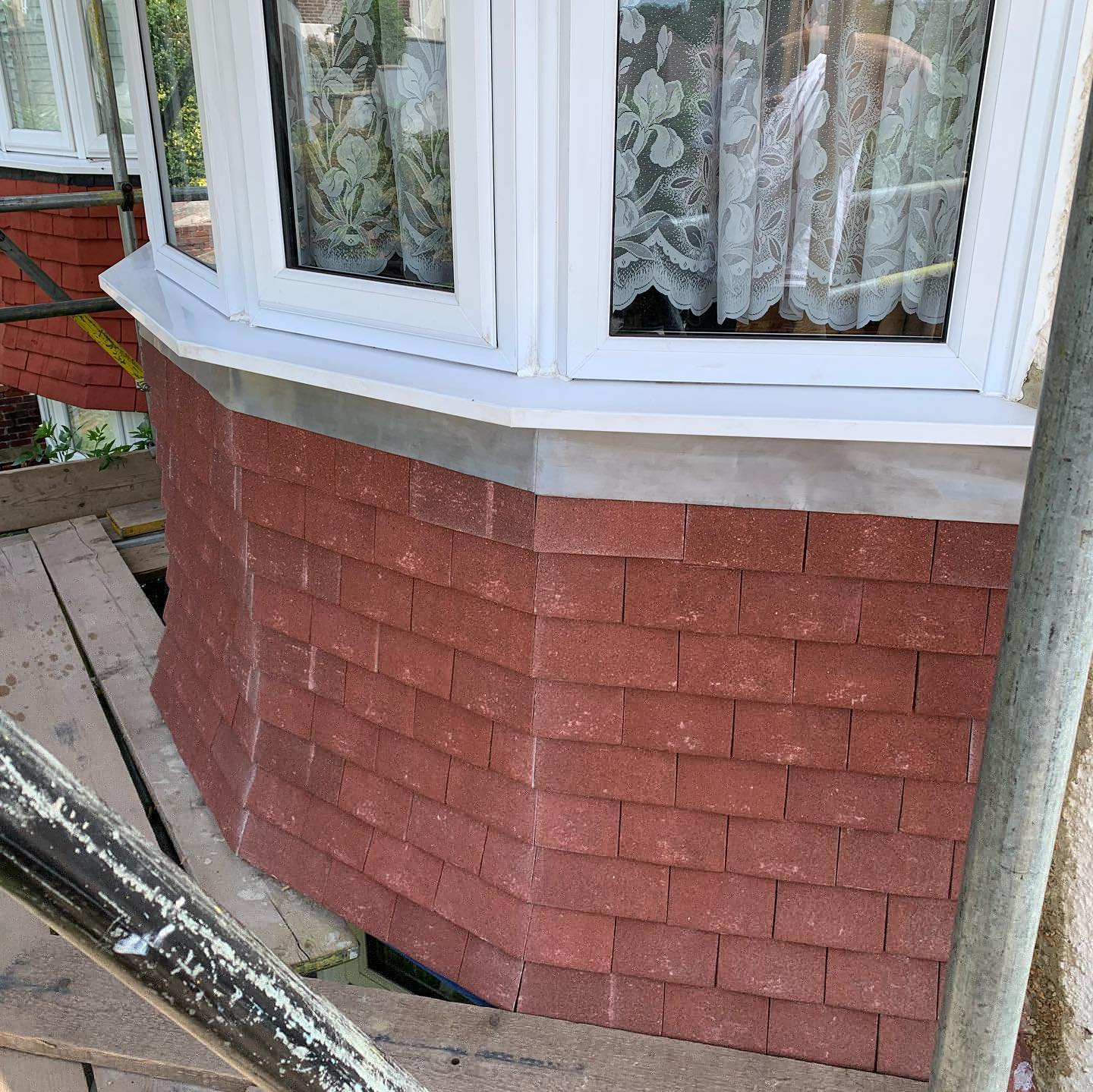 Tile-hung bay window with new lead flashing detail
