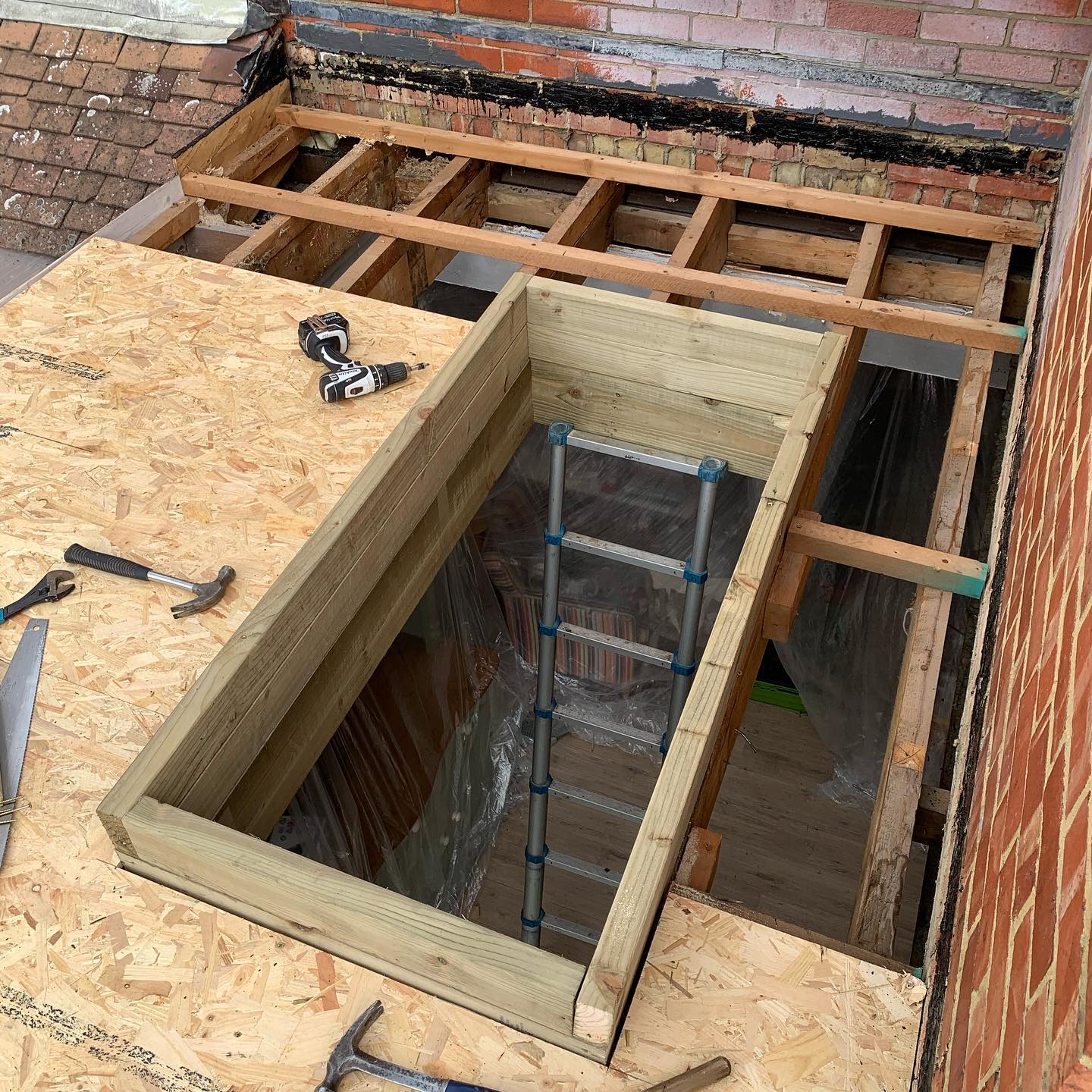 Roof lantern timber kerb being built